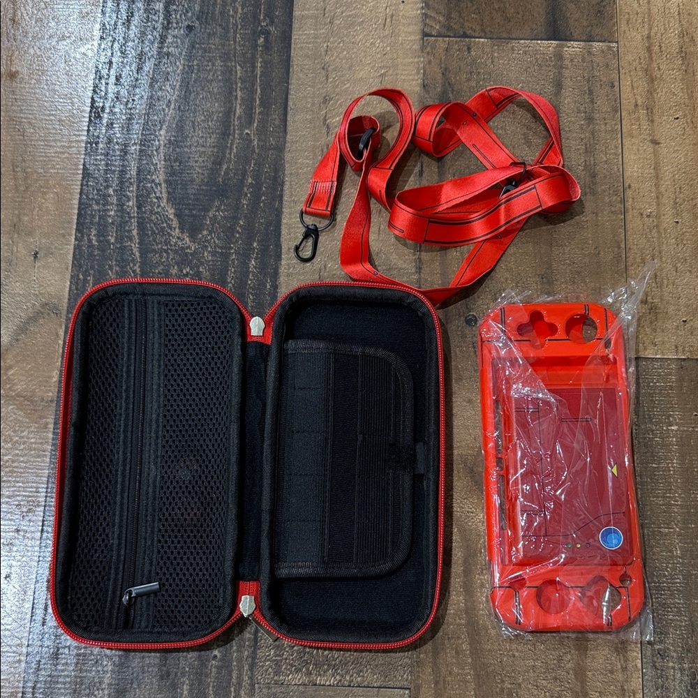 Pokémon Style Nintendo Switch Case- Red and Black Travel Case with Strap